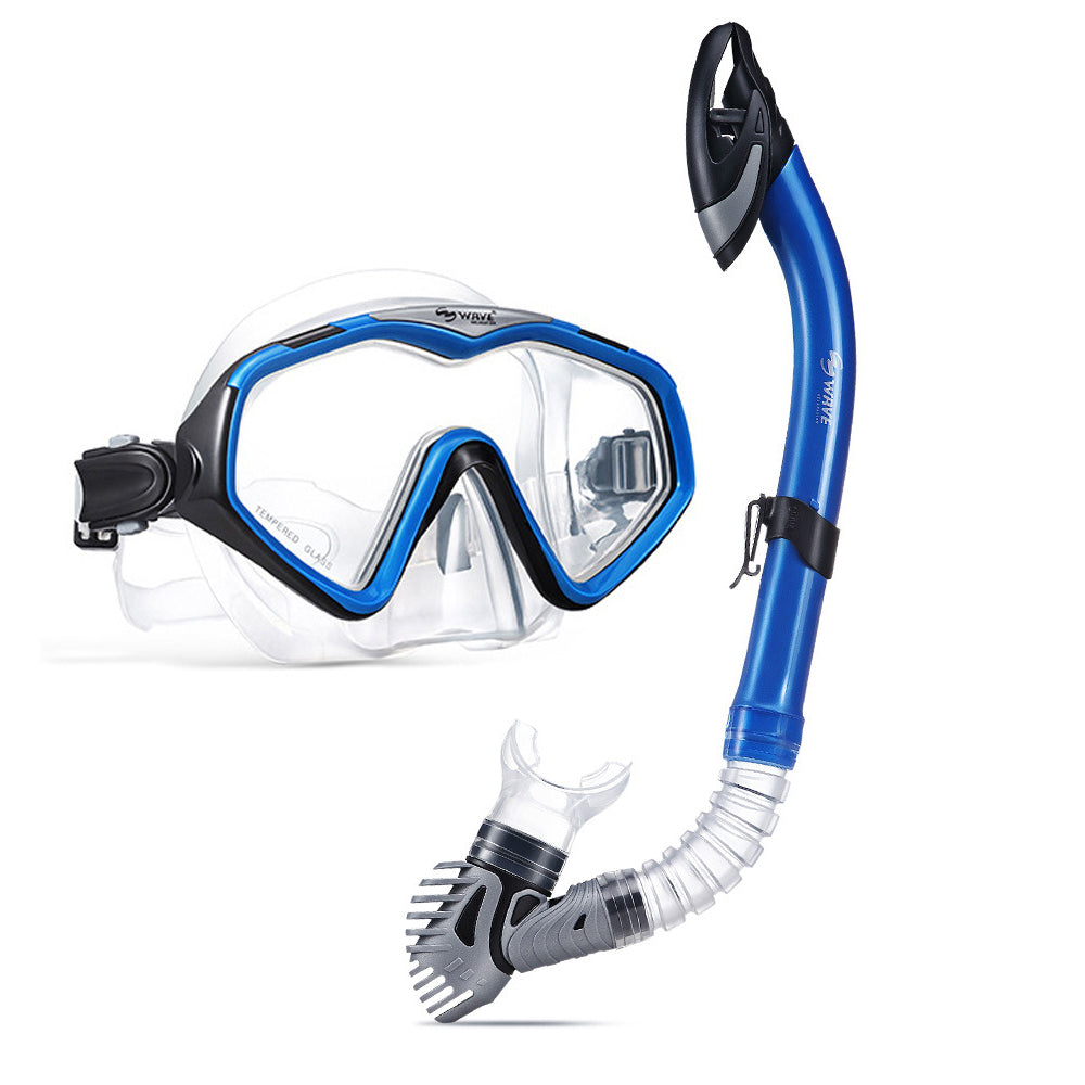 Bộ mặt nạ ống thở cao cấp WAVE Mắt kính cường lực Ống thở có phao drytop - ProSwim.vn
