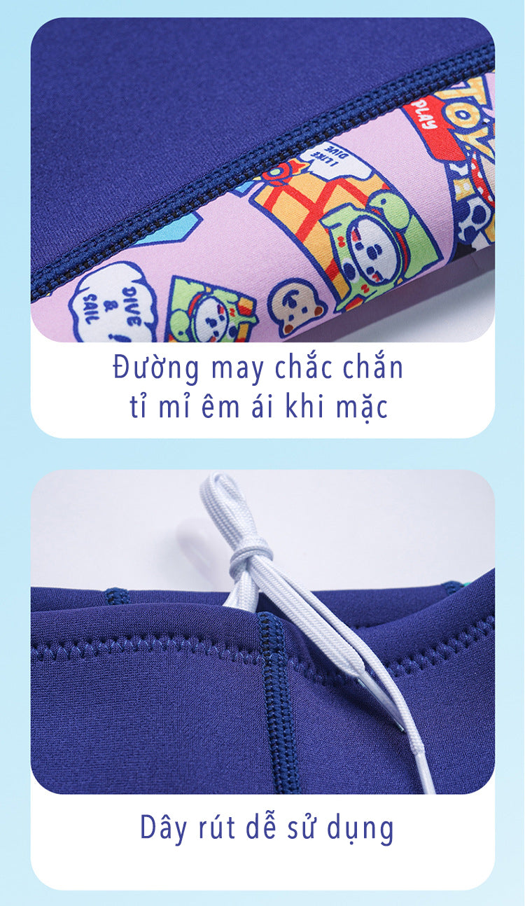 Bộ Bơi Giữ Nhiệt Trời Lạnh Cho Bé Gái Dạng Rời Dày 2.5mm WS587 Tím