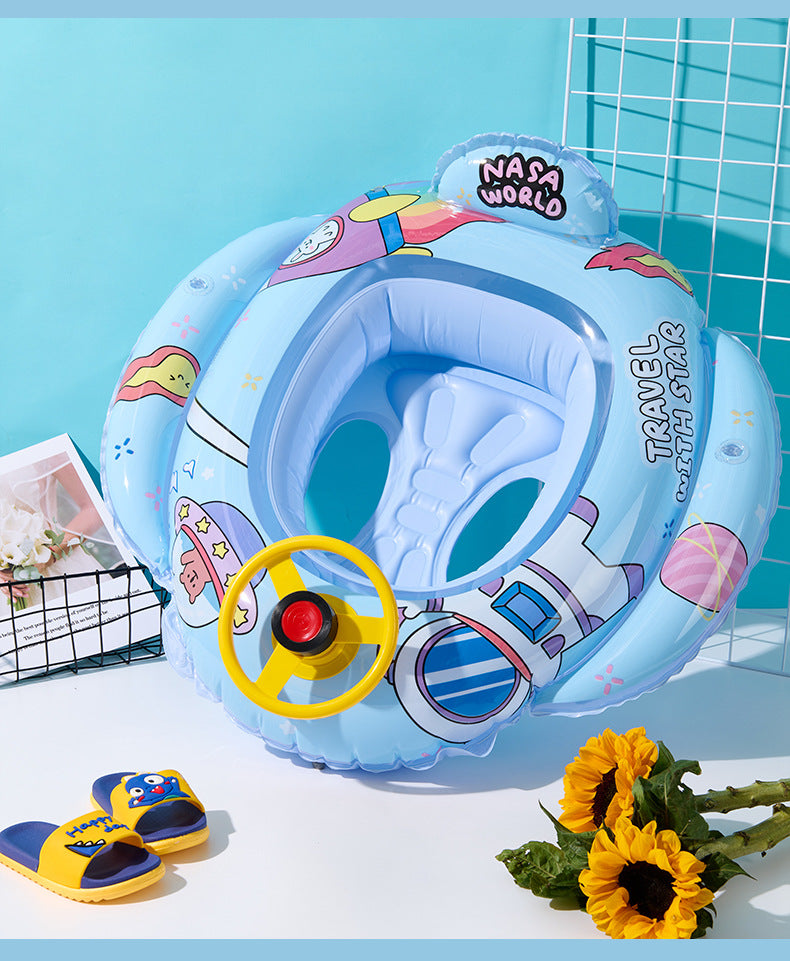 Phao Bơi Cho Bé Phao Ngồi Chống Lật Phi Thuyền Có Vô Lăng Có Còi Cho Bé Dưới 25kg – Kèm Bơm