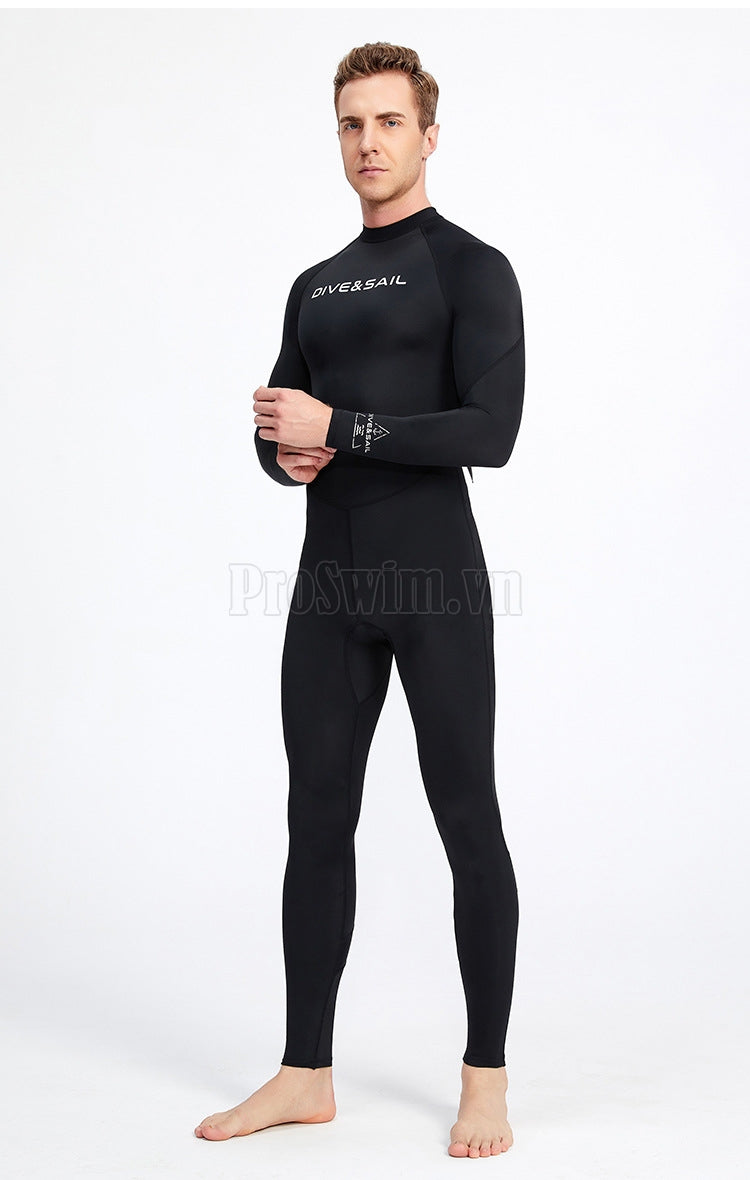 Bộ Bơi Lặn Nam Chống Nắng Chống UV Liền Thân DS069 Đen Xanh