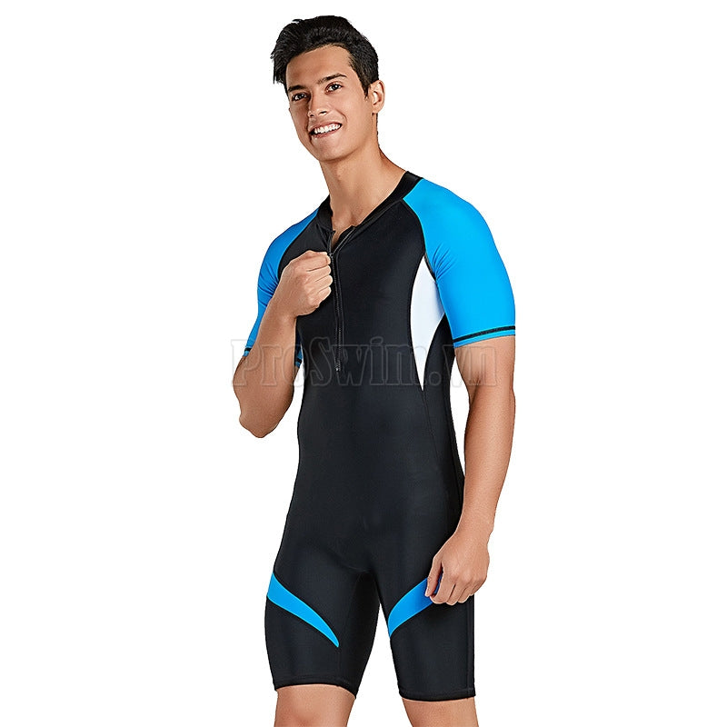 Bộ Bơi Liền Thân Nam Cộc Tay Sbart 1362 Đen Xanh