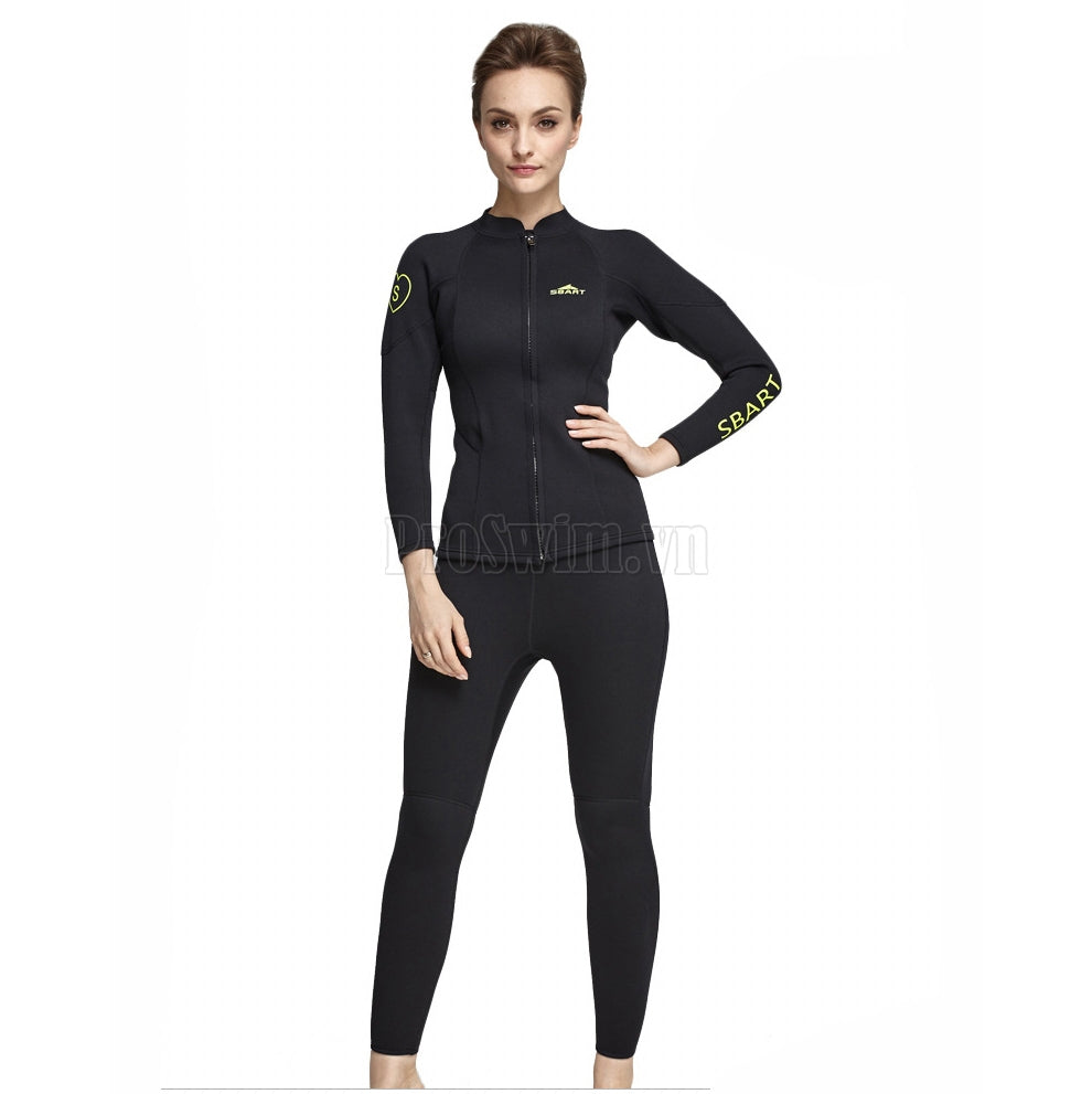 Áo Bơi Giữ Nhiệt Kéo Khoá Wetsuit Nữ 951 Đen Dày 2mm