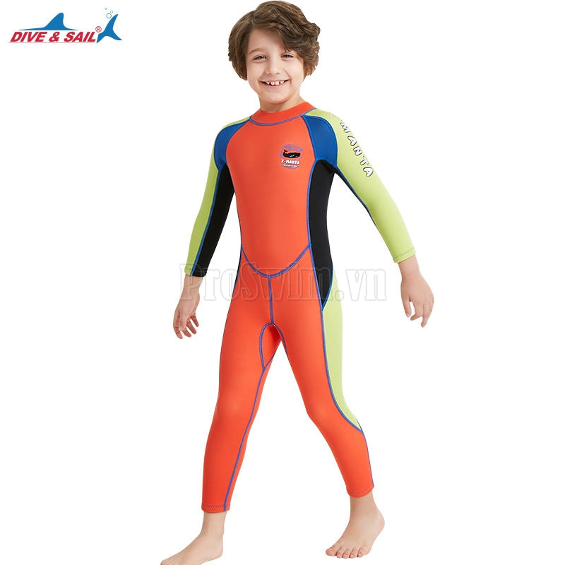 Đồ Bơi Giữ Nhiệt Chống Lạnh Cho Bé Trai Dài Tay Dày 2.5mm Dive & Sail Cá Tính Khỏe Khoắn
