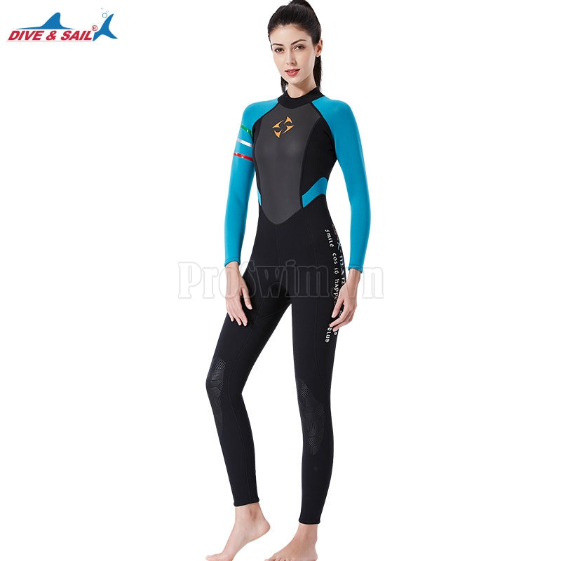 Bộ Bơi Lặn Wetsuit Nữ Giữ Nhiệt Dày 3mm WS481 Đen Xanh