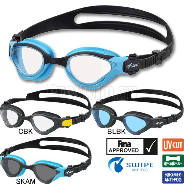 Kính Bơi VIEW Tập Luyện Chuyên Nghiệp Delfina V2000ASA phiên bản SWIPE cho bơi Outdoor Ngoài Trời
