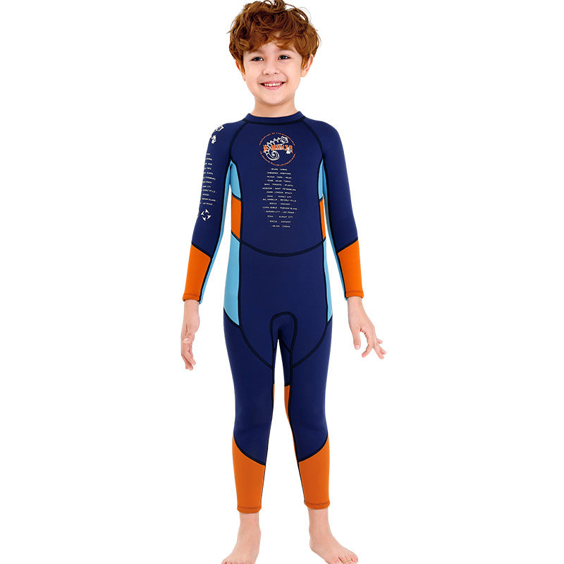 Bộ Bơi Giữ Nhiệt Trời Lạnh Cho Bé Trai Liền Thân Dài Tay Dày 2.5mm WS501 Xanh Navy - ProSwim.vn