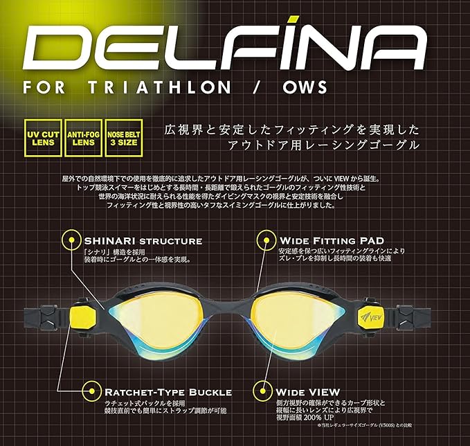 Kính Bơi Nhật View Triathlon Delfina Chuyên Bơi Ngoài Trời Thích Hợp Bơi Openwater