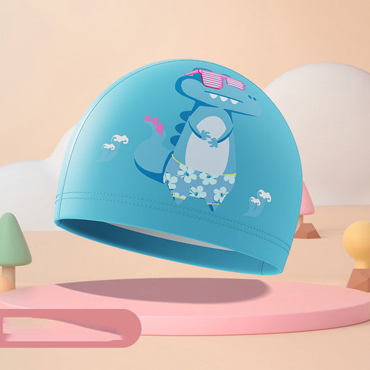 Mũ Bơi Trẻ Em YUKE Vải Tráng Cao Su PU Dễ Đội Không Bí Đầu - Khủng Long Xanh Ngọc