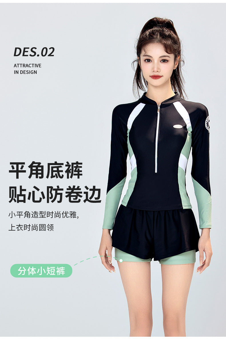Áo Bơi Nữ Dài Tay Quần Short Dạng Rời