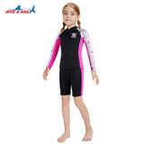 Bộ Bơi Giữ Nhiệt Trời Lạnh Cho Bé Gái Dạng Rời Dày 2.5mm WS781 Đen Hồng