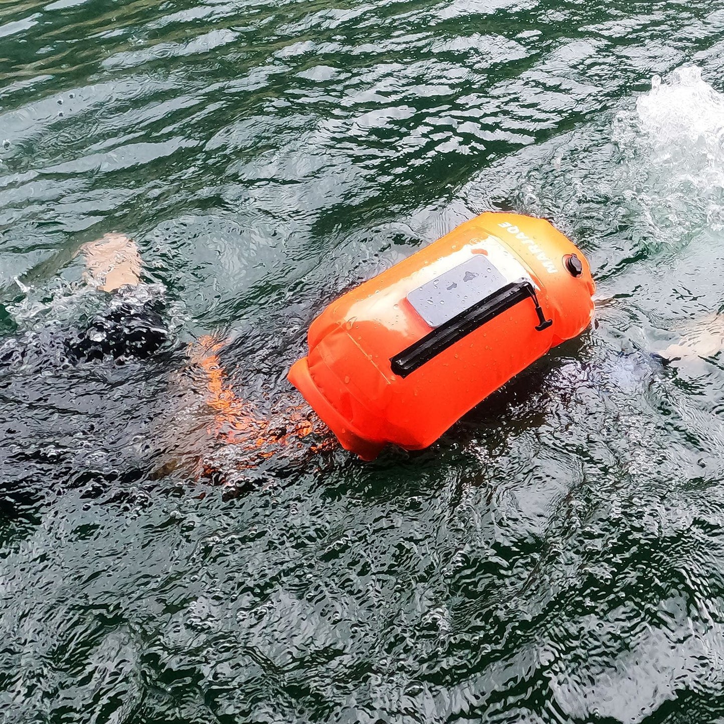 Phao bơi đường trường 20L có ngăn để điện thoại cảm ứng,phao buộc bụng 2 túi khí để được đồ khô