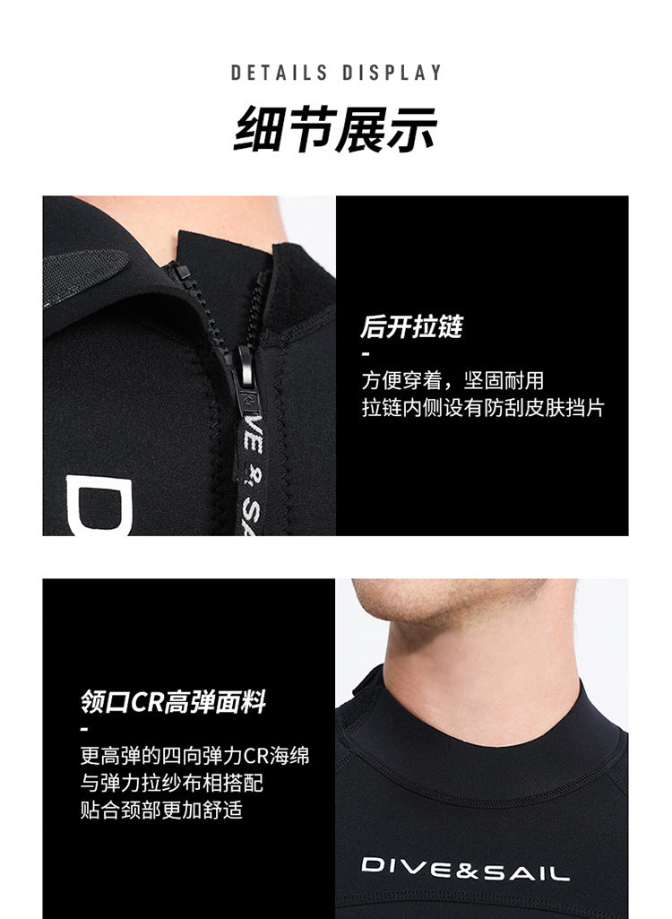 Bộ Đồ Lặn Một Mảnh Tay Dài Dive&Sail Có Khóa Kéo Sau Lưng Dày 3mm Giữ Nhiệt Chống Tia UV Cho Nam - ProSwim.vn