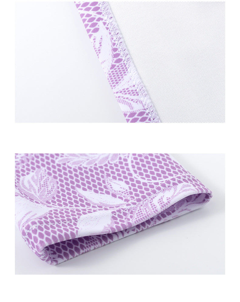 Đồ Bơi Nữ Quần Đùi Dạng Rời Áo Dài Tay Trắng Tím