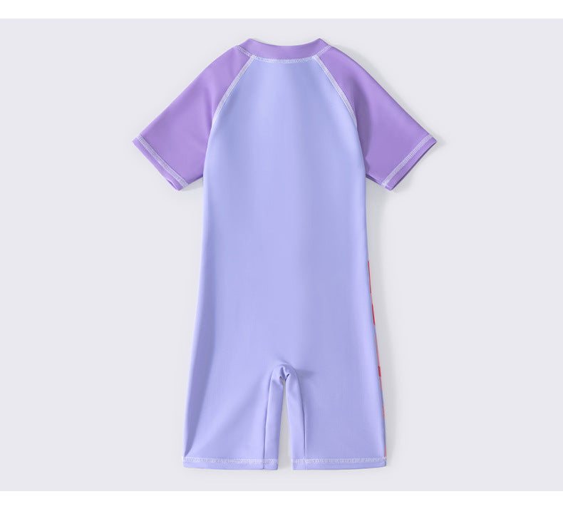 Đồ Bơi Liền Thân Cho Bé Gái Cộc Tay Mermaid Tím