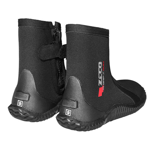 Giày lặn biển chuyên nghiệp cao cổ có khóa kéo chất liệu giữ ấm giữ nhiệt 5mm đế cứng bảo vệ chân