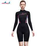Bộ Bơi Nữ Liền Thân Mùa Đông Giữ Nhiệt Bán Thân 1.5mm Dive&Sail Dài Tay Đen Hồng