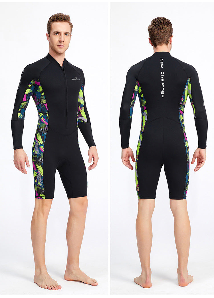 Bộ Bơi Liền Thân Giữ Nhiệt Bán Thân 1.5mm Dive&Sail Dài Tay Đen Vàng