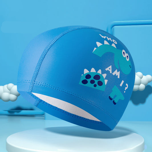 Mũ Bơi Trẻ Em YUKE Vải Tráng Cao Su PU Dễ Đội Không Bí Đầu - Khủng Long Xanh Dương
