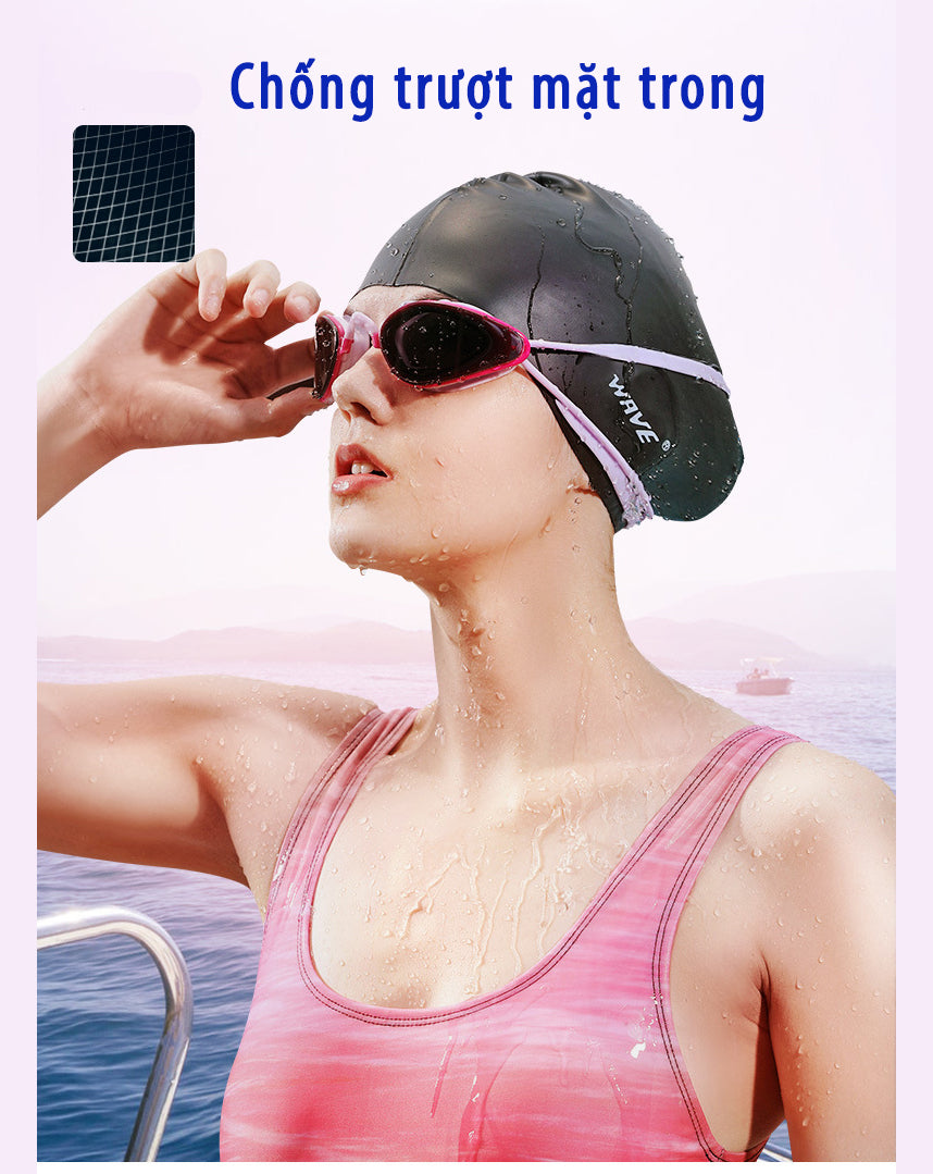 Mũ Bơi Cho Tóc Dài Chất Liệu Silicone Mềm WAVE C011