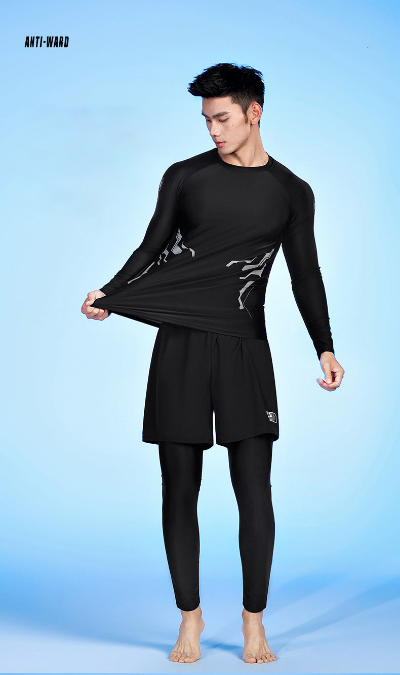 Bộ đồ bơi nam dài tay YUKE quần dài 2 lớp kín đáo chống nắng chống UV