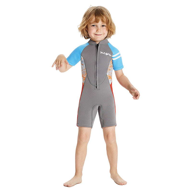 Bộ Bơi Giữ Nhiệt Trời Lạnh Cho Bé Trai Dạng Liền Cộc Tay Dày 2.5mm WS620 Ghi - ProSwim.vn
