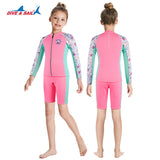 Bộ Bơi Giữ Nhiệt Trời Lạnh Cho Bé Gái Dạng Rời Dày 2.5mm WS781 Hồng