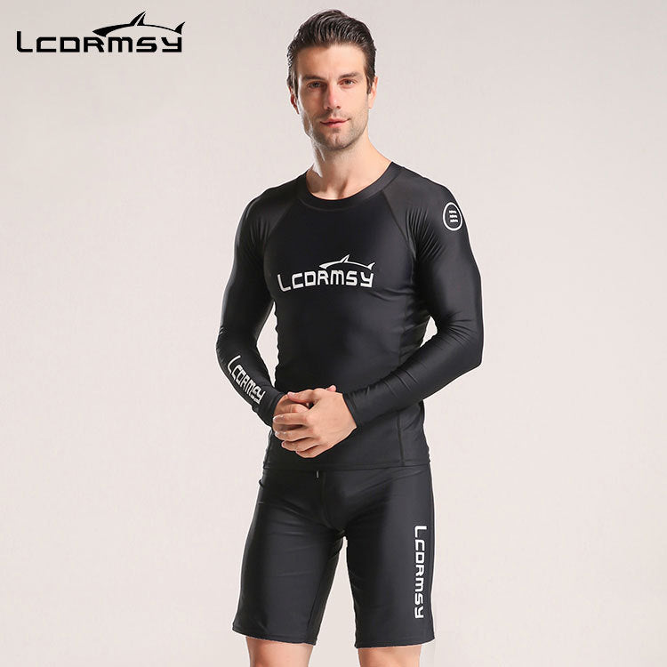 Bộ Quần Áo Bơi Cho Nam Chống Nắng Dài Tay LC700 Đen - Quần đùi - ProSwim.vn