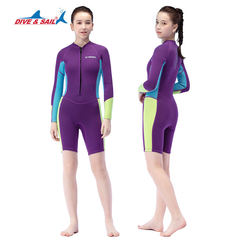 Bộ Bơi Giữ Nhiệt Trời Lạnh Cho Bé Gái Thiếu Niên Dạng Liền Dày 2.5mm WS706 Tím - ProSwim.vn