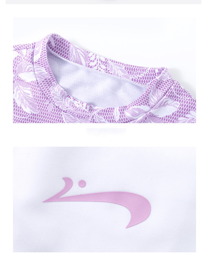 Đồ Bơi Nữ Quần Đùi Dạng Rời Áo Dài Tay Trắng Tím
