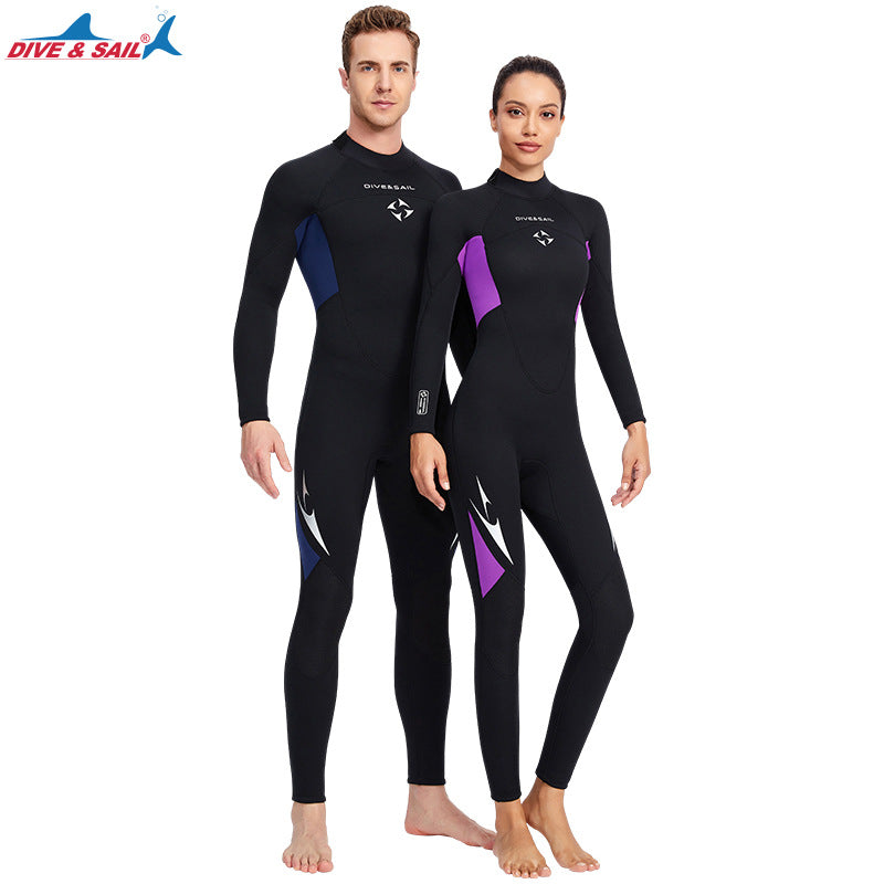 Bộ Bơi Giữ Nhiệt Nữ Dày 3mm Giữ Nhiệt Liền Tới Gót Dive&Sail WS015 Đen Tím - ProSwim.vn