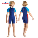 Bộ Bơi Giữ Nhiệt Trời Lạnh Cho Bé Trai Dạng Liền Cộc Tay Dày 2.5mm WS620 Xanh