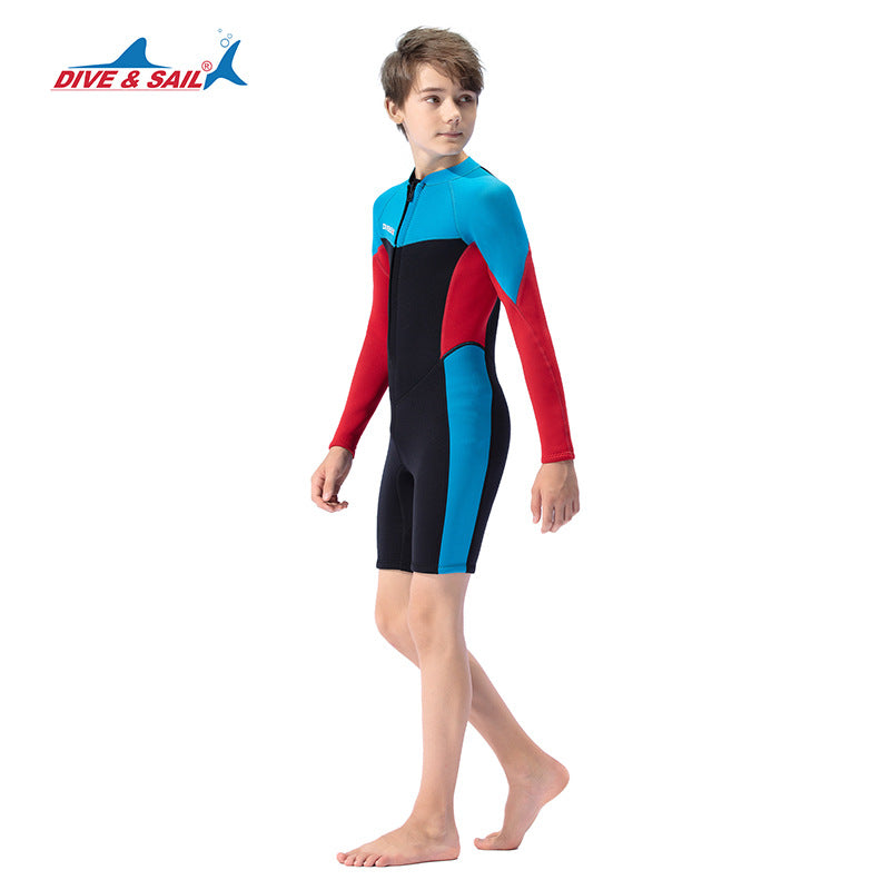 Bộ Bơi Giữ Nhiệt Trời Lạnh Cho Bé Trai Thiếu Niên Dạng Liền Dày 2.5mm WS704 Đen Đỏ - ProSwim.vn
