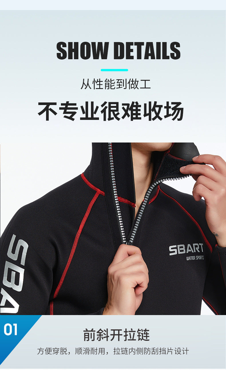 Bộ Quần Áo Lặn Biển 3mm Wetsuit Cao Cấp Lót Nhung SBART Giữ Ấm Giữ Nhiệt Kéo Khoá 1 Mảnh Có Mũ Trùm Đầu Che Tai - ProSwim.vn