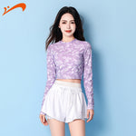 Đồ Bơi Nữ Quần Đùi Dạng Rời Áo Dài Tay Trắng Tím