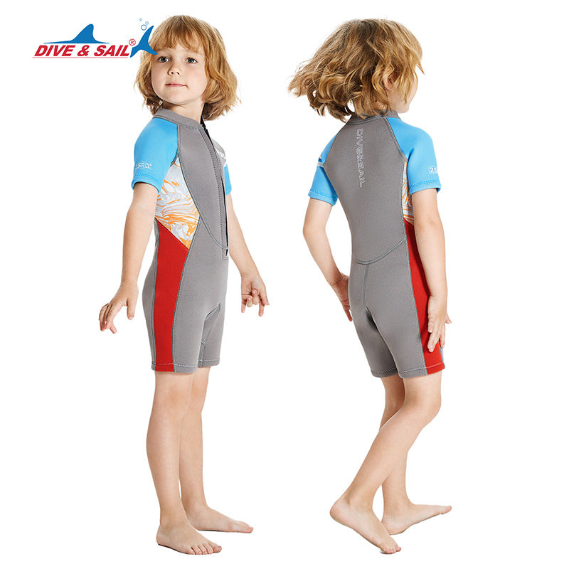 Bộ Bơi Giữ Nhiệt Trời Lạnh Cho Bé Trai Dạng Liền Cộc Tay Dày 2.5mm WS620 Ghi - ProSwim.vn
