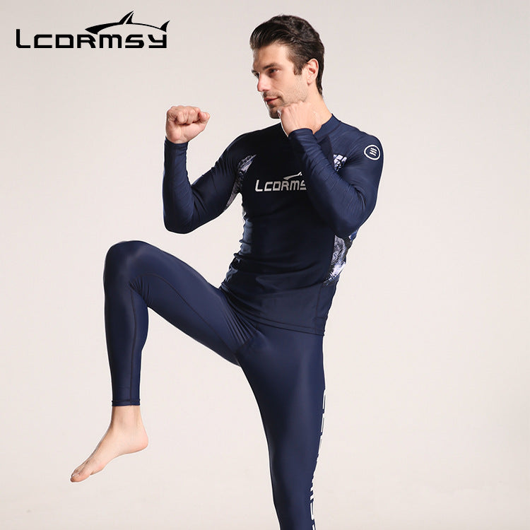 Bộ Quần Áo Bơi Cho Nam Chống Nắng Dài Tay LC704 Xanh Than