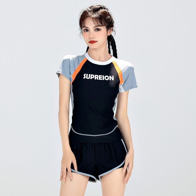 Bộ Đồ Bơi Nữ Quần Đùi Dạng Rời Áo Cộc Tay SUPREION Đen - ProSwim.vn