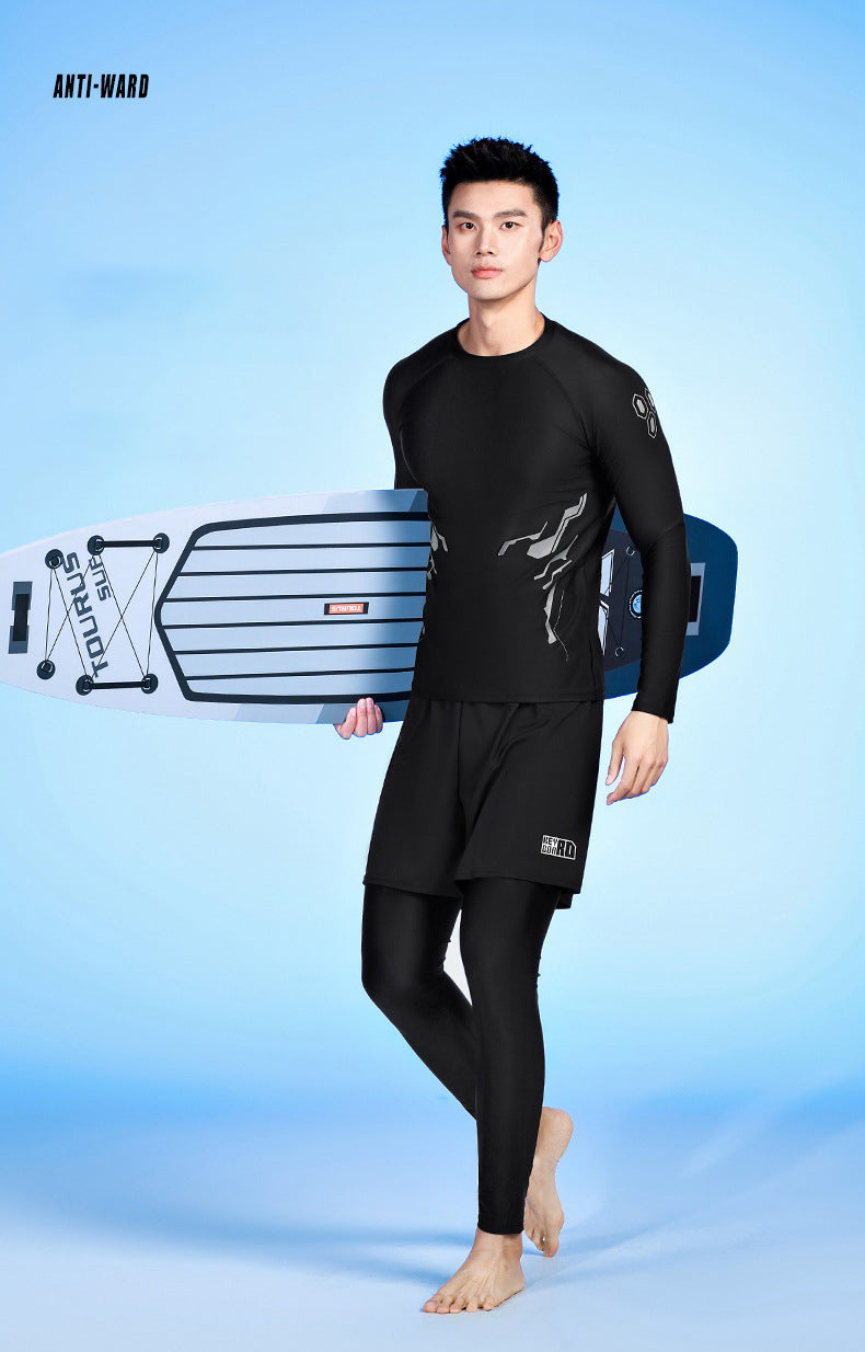 Bộ đồ bơi nam dài tay YUKE quần dài 2 lớp kín đáo chống nắng chống UV