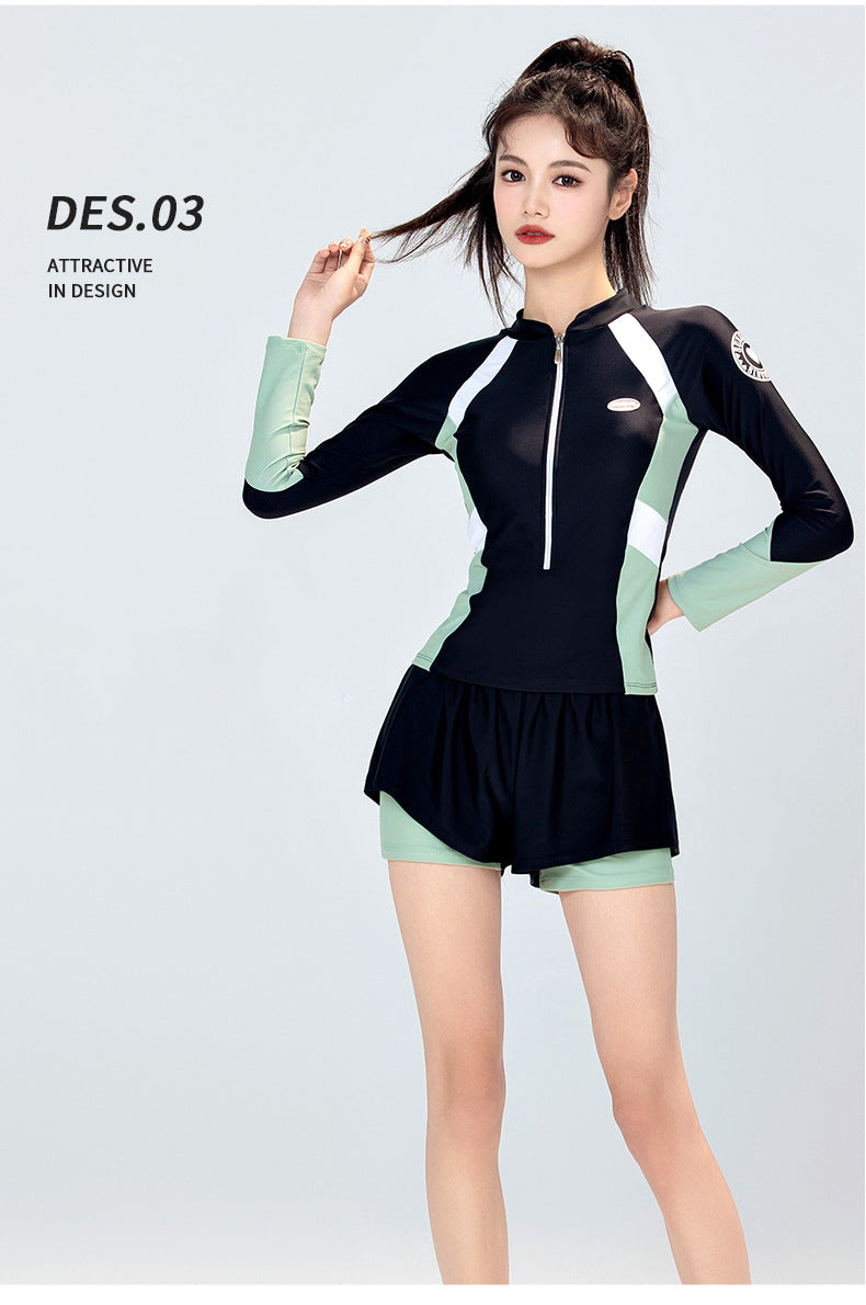 Áo Bơi Nữ Dài Tay Quần Short Dạng Rời