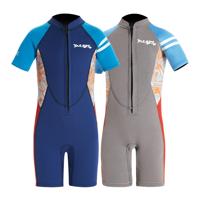 Bộ Bơi Giữ Nhiệt Trời Lạnh Cho Bé Trai Dạng Liền Cộc Tay Dày 2.5mm WS620 Ghi - ProSwim.vn