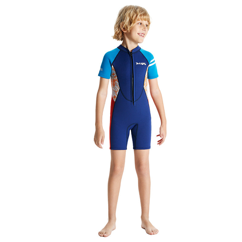 Bộ Bơi Giữ Nhiệt Trời Lạnh Cho Bé Trai Dạng Liền Cộc Tay Dày 2.5mm WS620 Xanh - ProSwim.vn