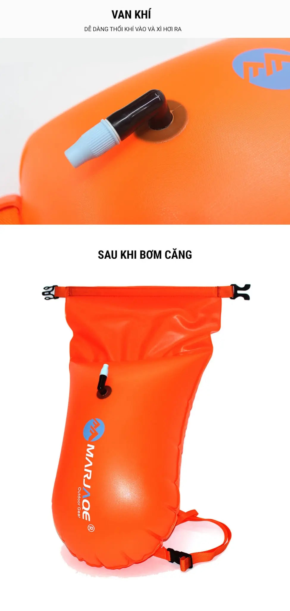 Phao bơi biển kiêm túi đựng đồ bơi Marjaqe dung tích 20L lực nâng 8kg tiện lợi an toàn - ProSwim.vn
