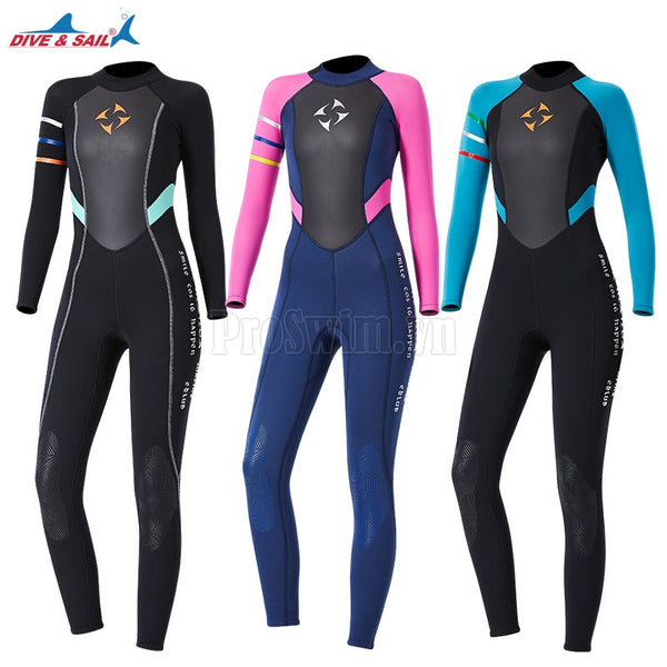 Đồ Bơi Giữ Nhiệt Nữ Dày Wetsuit 3mm Bơi Lặn Chèo Thuyền