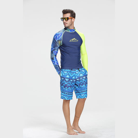 Bộ Quần Áo Bơi Nam Dài Tay Chống Nắng 742 Xanh - Set 2 món