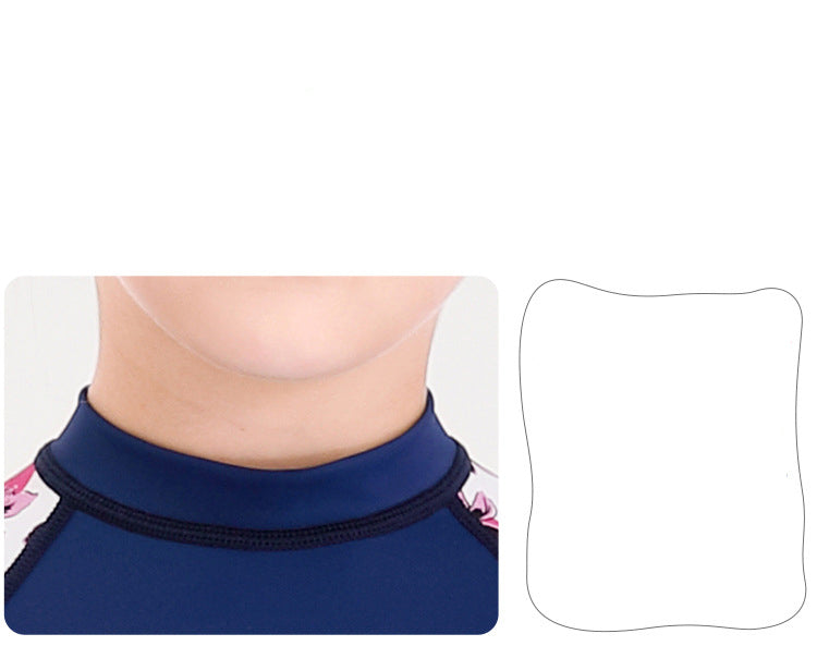 Bộ Bơi Bé Gái Rời Dài Tay DS11 Navy Hồng Hello Summer