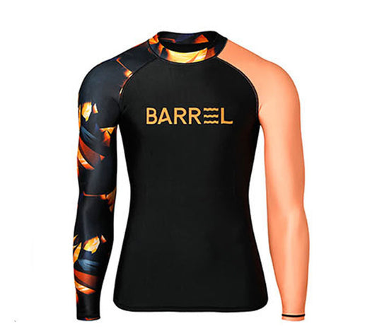 Áo Bơi Nam Chống Nắng Dài Tay BR Đen Cam