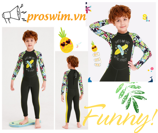 Đồ Bơi Giữ Nhiệt Mùa Lạnh Cho Bé Trai Liền Thân Dài Tay Dày 2.5mm WS508