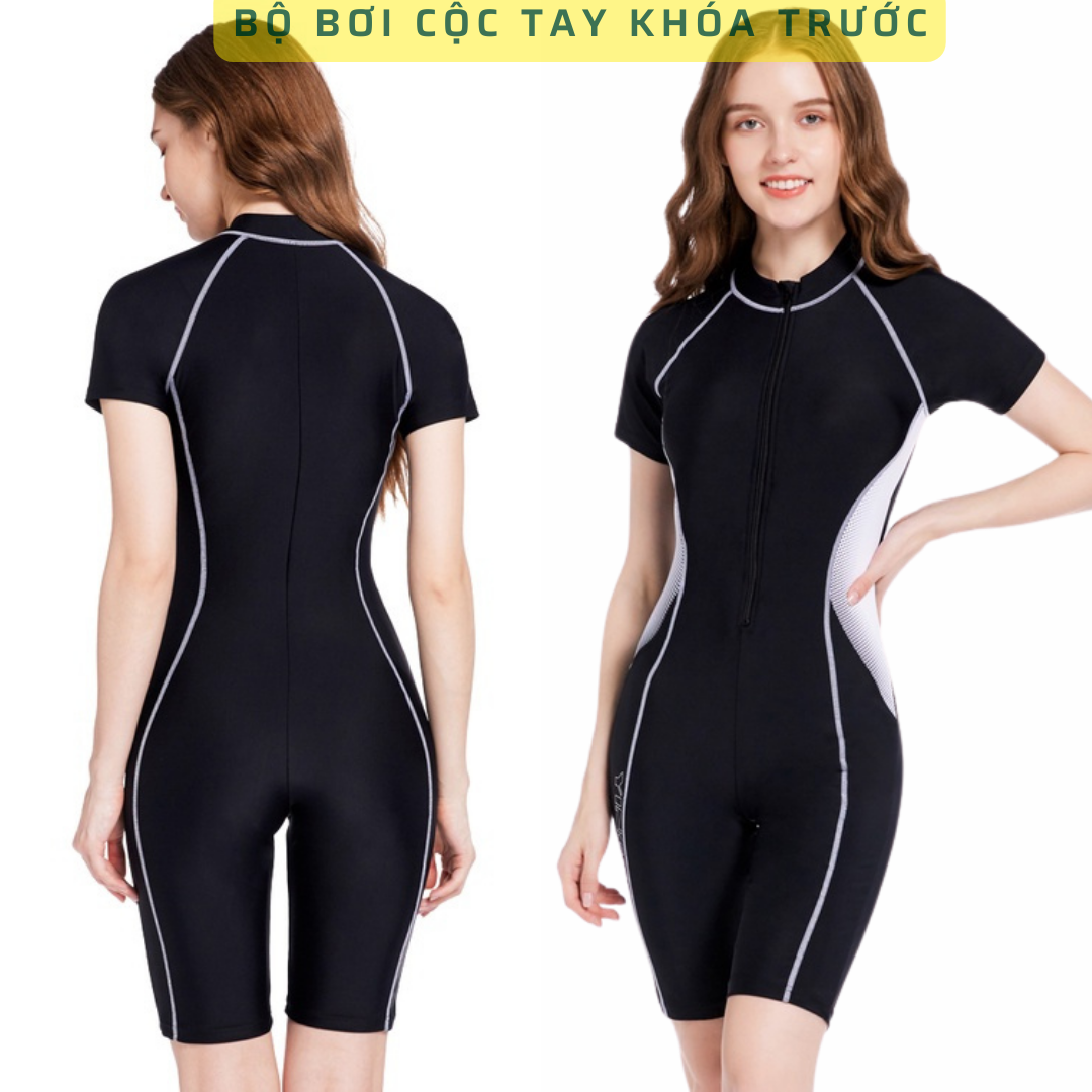 Bộ Bơi Liền Thân Nữ Cộc Tay Quần Lửng Chống Nắng Có Đệm Ngực YINGFA 2129