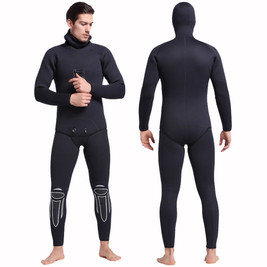 Bộ Lặn Nam Giữ Nhiệt Dày 6mm Wetsuit Sbart Đen Có Mũ Set 2 Mảnh Có Mũ Trùm Đầu