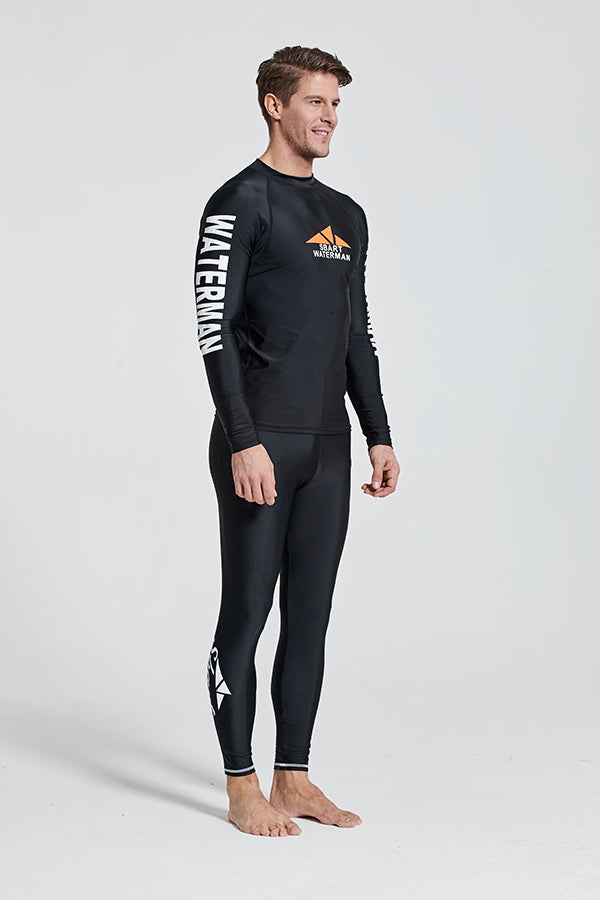 Set 2 món Quần và Áo Bơi Nam Dài Tay Chống Nắng Chống UV Sbart D760 Den - ProSwim.vn